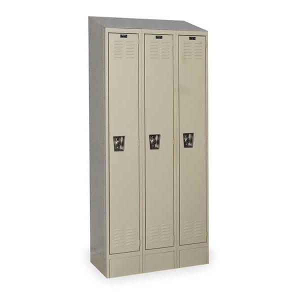 Wardrobe Locker, 36 in W, 15 in D, 83 in H, (1) Tier, (3) Wide, Tan