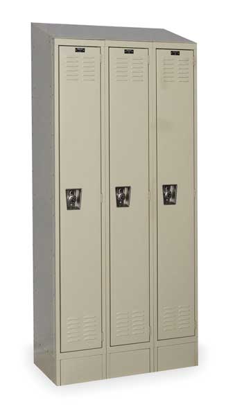 Wardrobe Locker, 36 in W, 12 in D, 82 in H, (1) Tier, (3) Wide, Tan