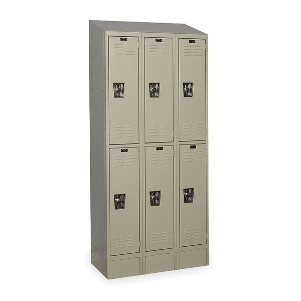 Wardrobe Locker, 36 in W, 12 in D, 82 in H, (2) Tier, (3) Wide, Tan