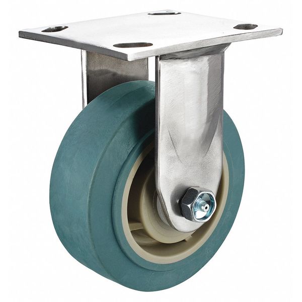 Rigid Plate Caster, TPR, 4 in., 350 lb.