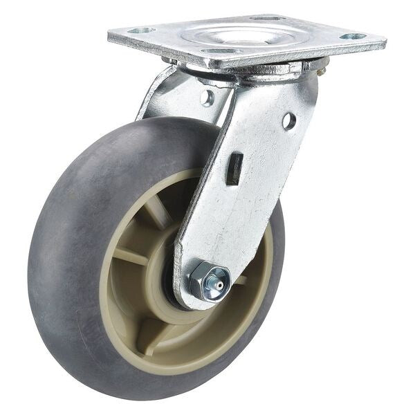 Swivel Plate Caster, 8 in Dia, 675 lb, Ball