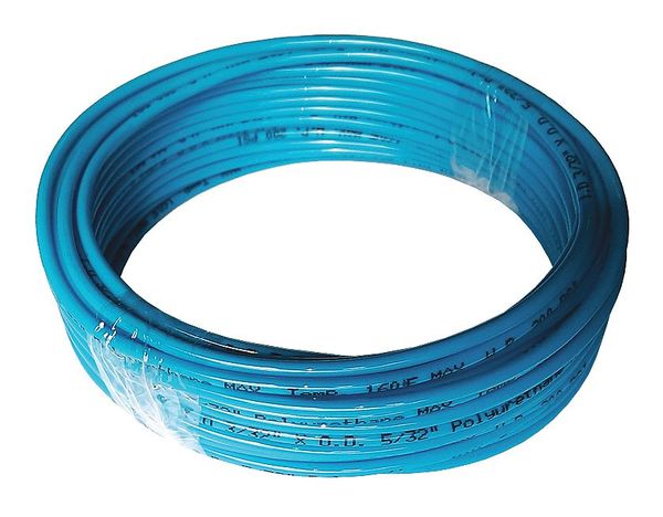 Tubing, 5/32 In OD, 50 Ft L, Light Blue