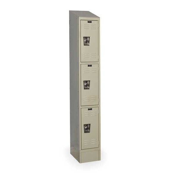Wardrobe Locker, 12 in W, 15 in D, 83 in H, (1) Wide, (3) Openings, Tan