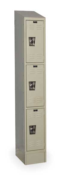 Wardrobe Locker, 12 in W, 18 in D, 84 in H, (1) Wide, (3) Openings, Tan