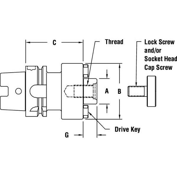 Shell Mill Holder, CAT50, Pilot Dia .75 In