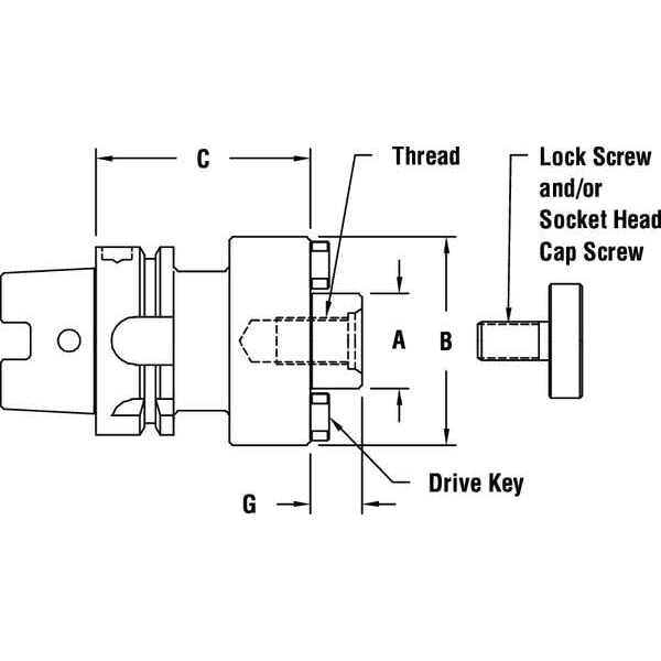 Shell Mill Holder, CAT50, Pilot Dia 2.5 In