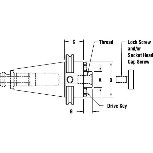 Shell Mill Holder, CAT50, Pilot Di 1.00 In