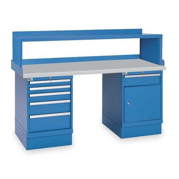 Workbench, Laminate, 72 in W, 35 1/4 in Height, 1,000 lb, Pedestal
