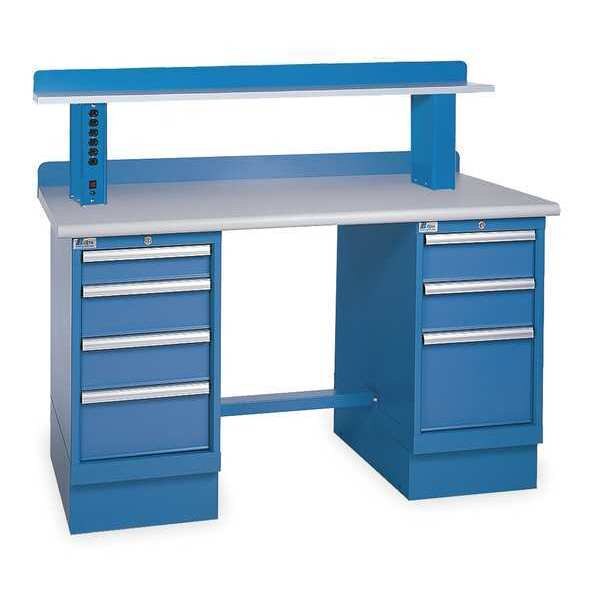 Workbench, Laminate, 60 in W, 35 1/4 in Height, 1,000 lb, Pedestal