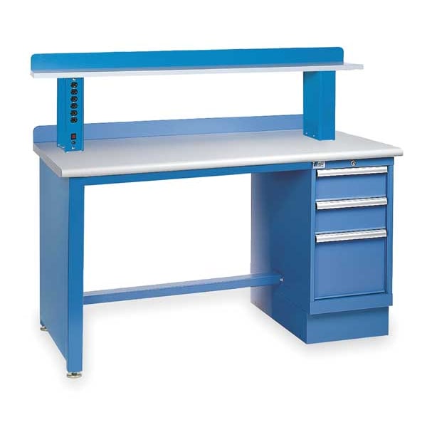 Workbench, Laminate, 72 in W, 35 1/4 in Height, 1,000 lb, Panel/Pedestal