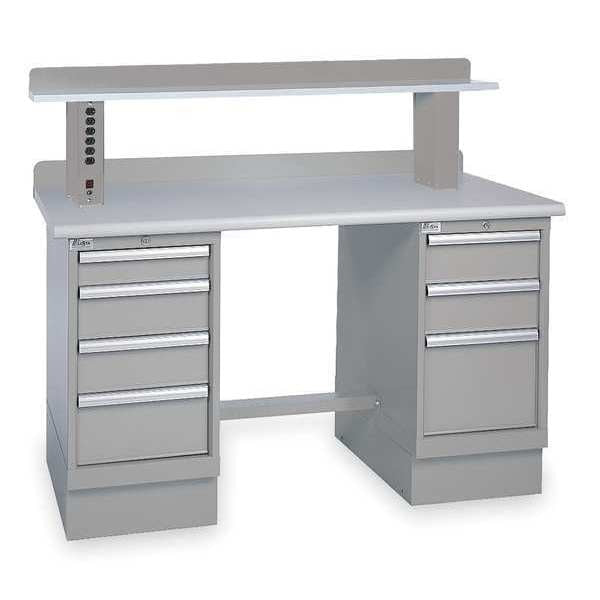 Workbench, Laminate, 72 in W, 35 1/4 in Height, 1,000 lb, Pedestal