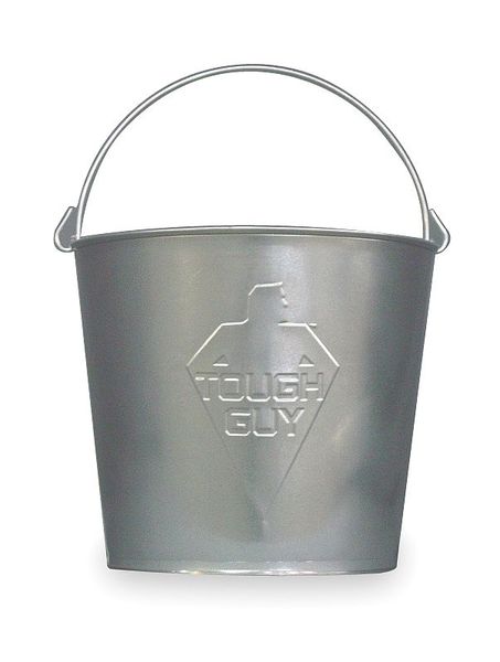 3 1/2 gal Round Mop Bucket, 11 in H, 11 13/64 in Dia, Silver, Galvanized Steel