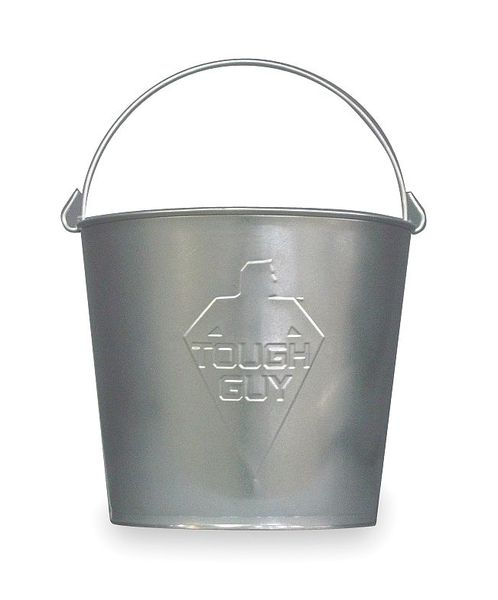 3 gal Round Mop Bucket, 10 1/4 in H, 11 1/4 in Dia, Silver, Galvanized Steel