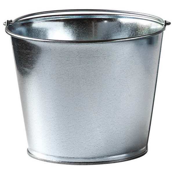 1 1/4 gal Round Mop Bucket, 7 in H, 9 in Dia, Silver, Galvanized Steel