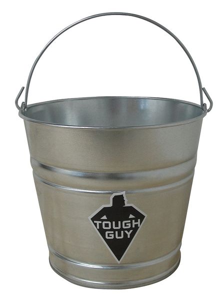 2 gal Round Mop Bucket, 9 in H, 10 in Dia, Silver, Galvanized Steel