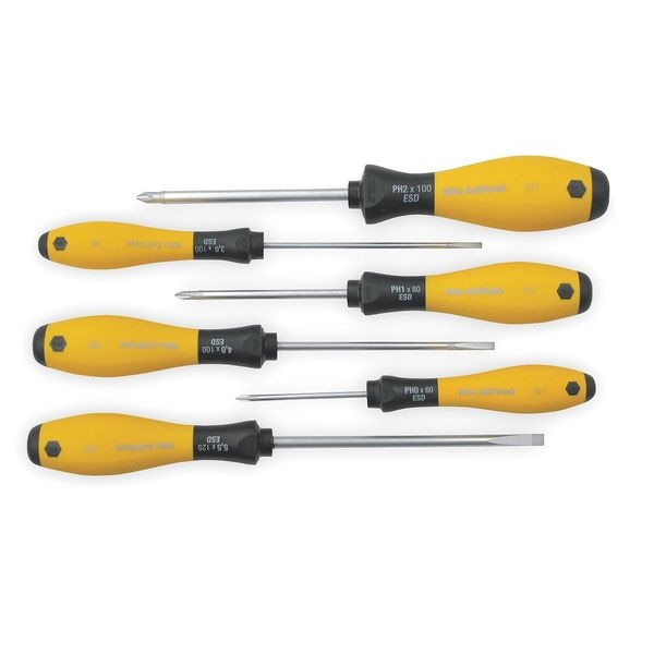 ESD Screwdriver Set, Slotted/Phillips, 6 pcs