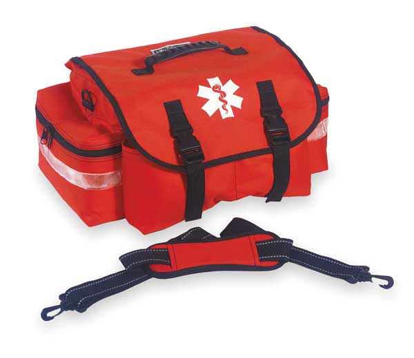 Trauma Bag, 600D Polyester W/ Reinforced Backing, 2 Pockets, Orange, 7 in Height