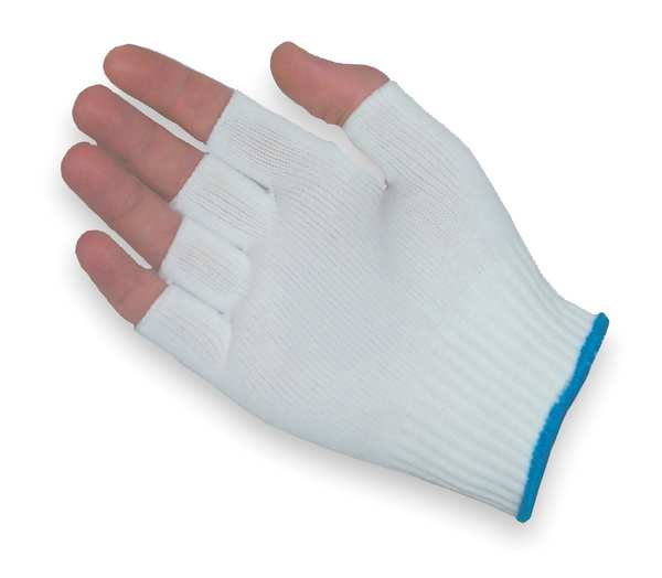Fingerless Glove Liner, White, XL, PK12