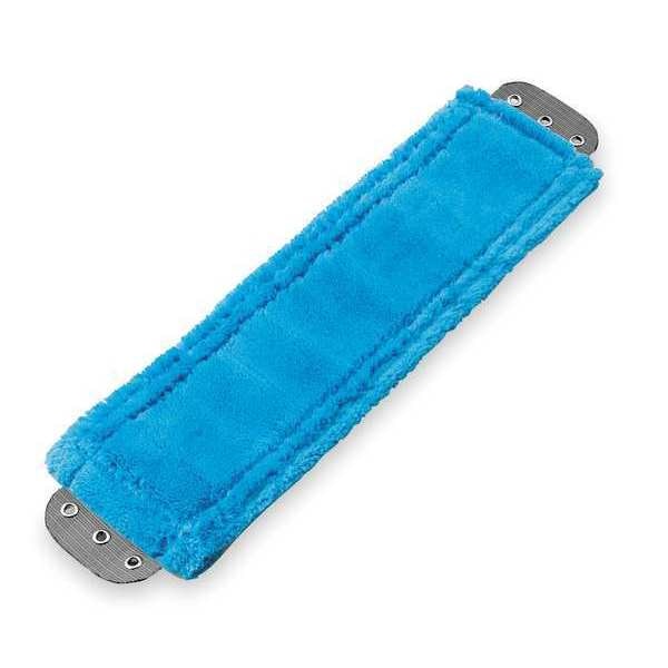 16 in L Flat Mop Pad, 16 oz Dry Wt, Clamp On Connection, Cut-End, Blue, Microfiber, MM40B