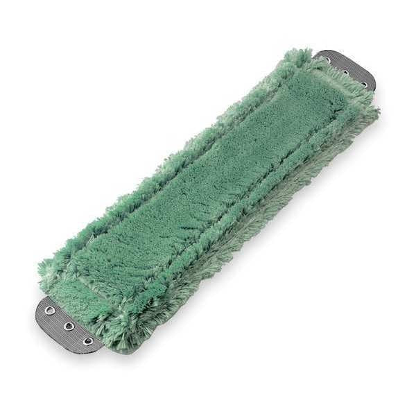 16 in L Flat Mop Pad, 16 oz Dry Wt, Clamp On Connection, Cut-End, Green, Microfiber