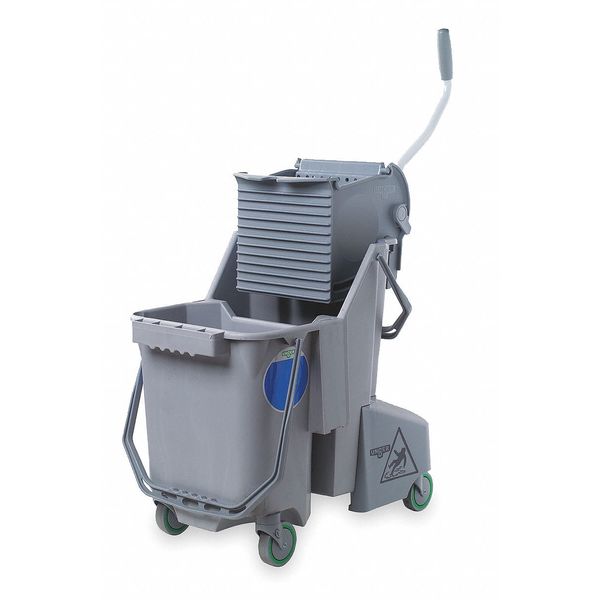 8 gal CLEANERx Dual Bucket Side Press Mop Bucket and Wringer, Gray, Polypropylene