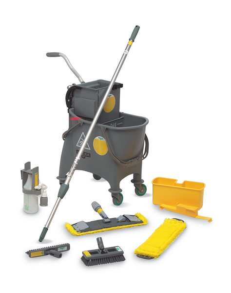 Flat Mop, Clamp On Connection, Cut-End, Green, Microfiber