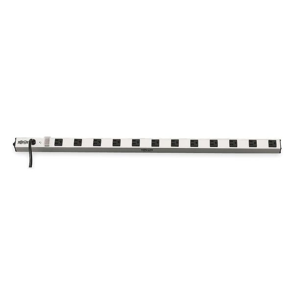 Outlet Strip, 15A, 12 Outlet, 15 ft, Gray