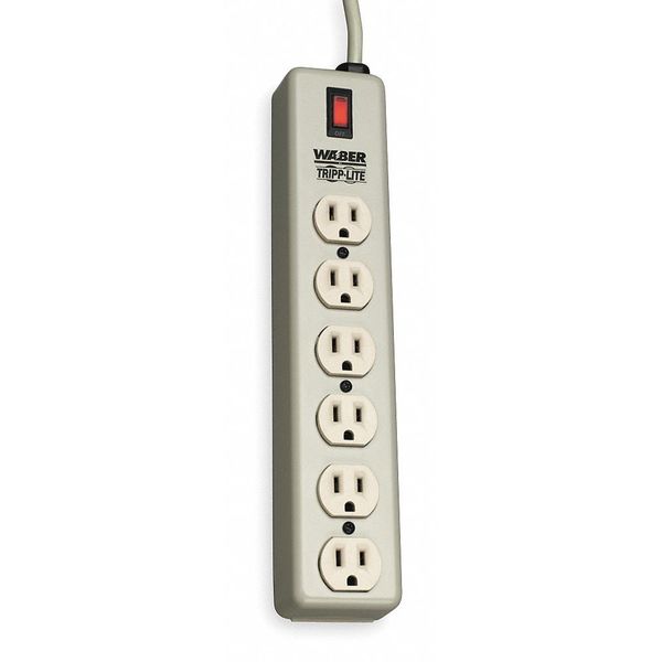 Outlet Strip, 15A, 6 Outlet, 6 ft, Beige