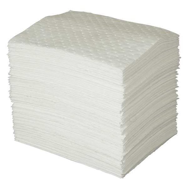 Sorbents, 35 gal. Oil Absorbed, White, Polypropylene, 100 PK