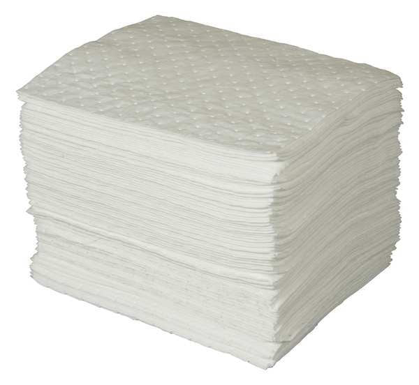 Sorbents, 30 gal/pk, 19 oz/pad, Oil Absorbed, White, Polypropylene, 100 PK