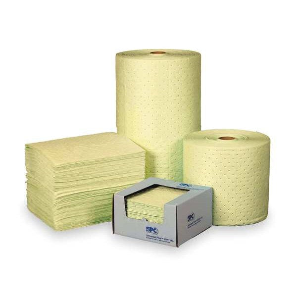Sorbents, 40 gal. Harsh Chemicals Absorbed, Black, Red, Yellow, Polypropylene