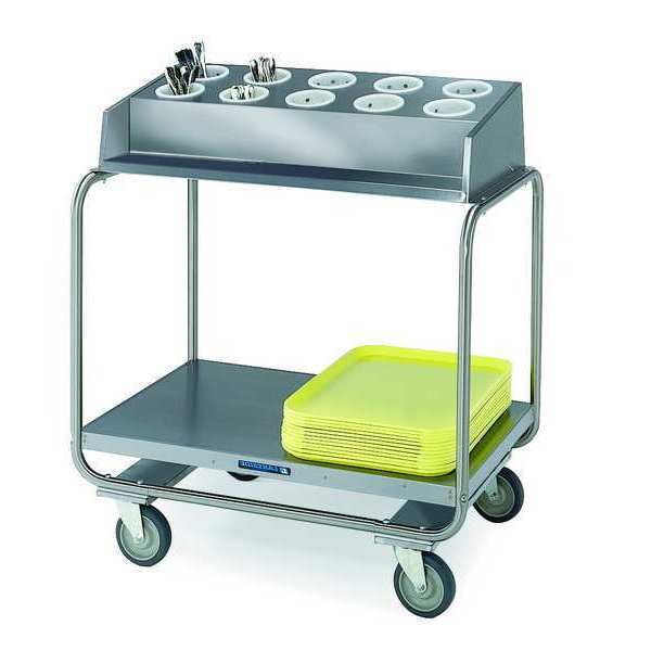 Tray Cart; Stainless Steel, Fits (10) Flatware Cylinders, (130) Trays
