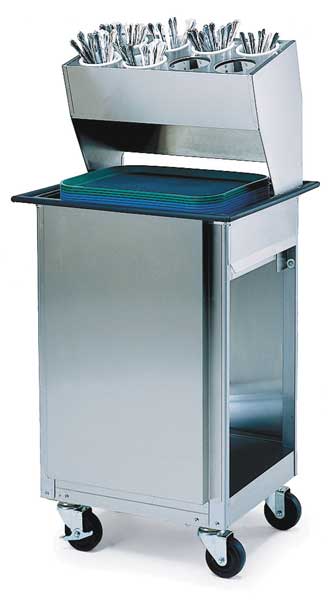 Mobile Tray Cart w/Flatware Dispenser; (150) 14