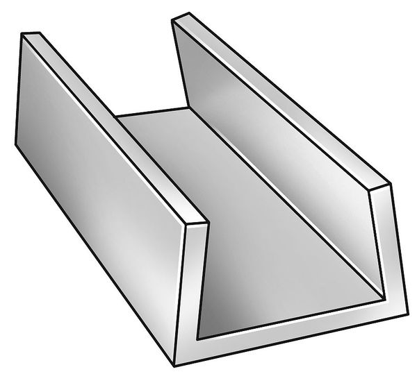 U-Channel, 6063AL, 3/4 In Leg, 1 3/4 Inx8ft