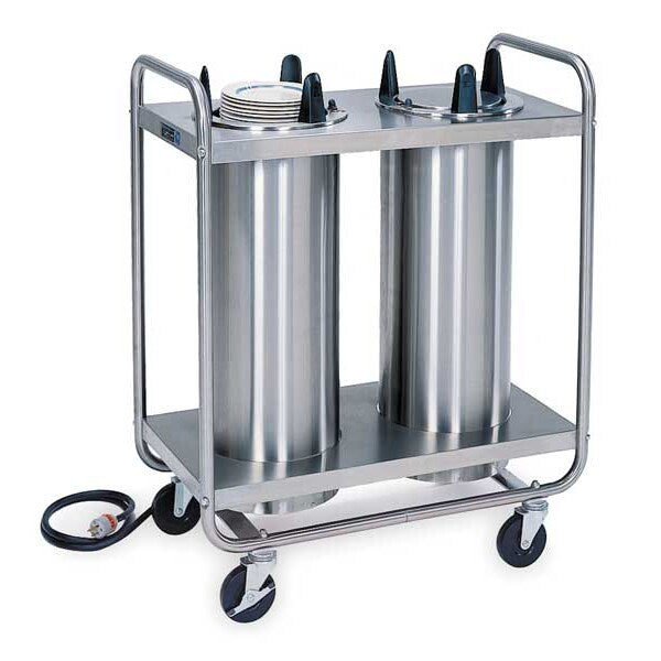 Heated Tubular 2-Stack Plate Dispenser; Fits Plates 8-1/4