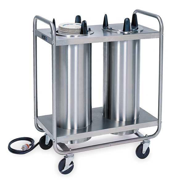 Heated Tubular 2-Stack Plate Dispenser; Fits Plates 11-1/4