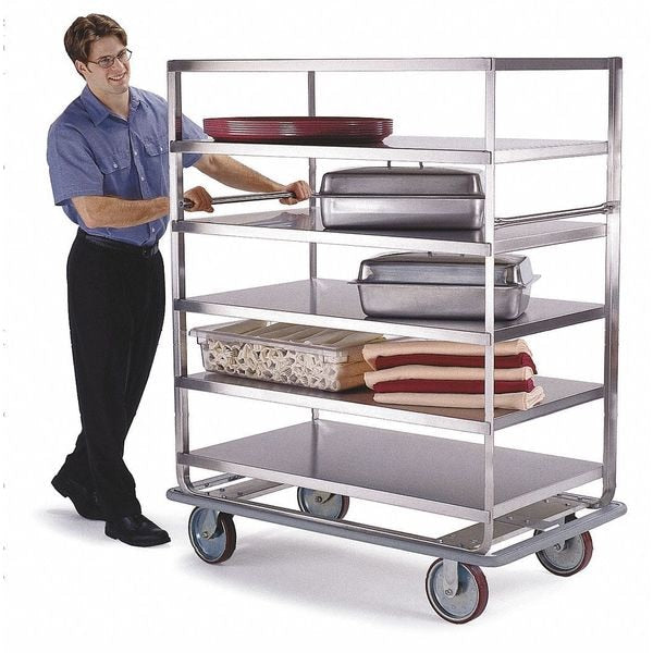 Stainless Steel 3-Shelf Banquet Cart, All Edges Down, 28