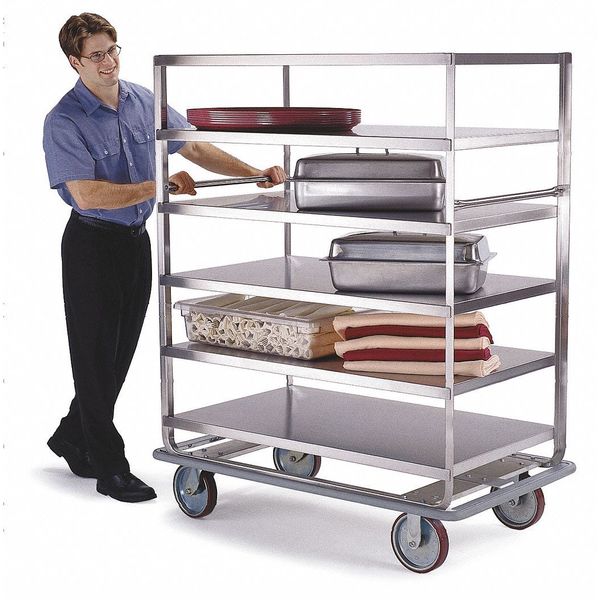 Stainless Steel 6-Shelf Banquet Cart, All Edges Down, 28