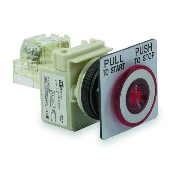 Illuminated Push Button, 30 mm, 1NO/1NC, Red