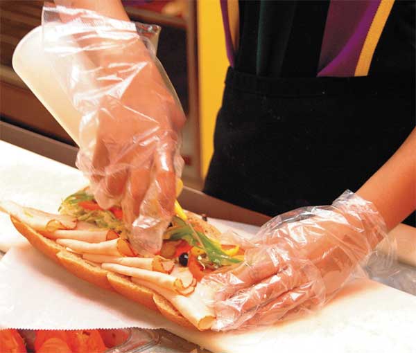 Disposable Gloves with Embossed Grip, Polyethylene, Powder Free, Clear, L, 500 PK