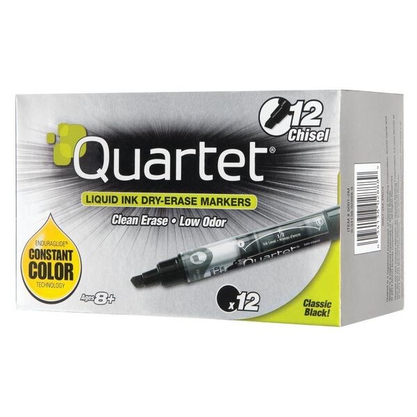Dry Erase Marker Set, Chisel Tip, Black, PK12