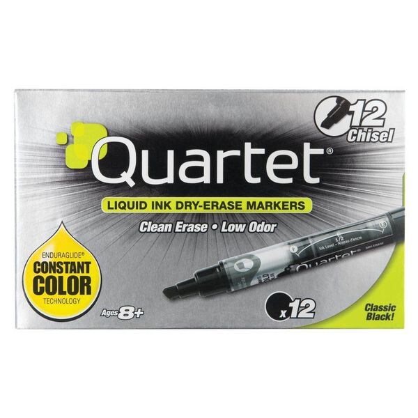 Dry Erase Marker Set, Chisel Tip, Black, PK12