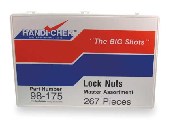 Zinc Plated Finish Steel Nylon Insert Hex Lock Nut Assortment, 267 pc.