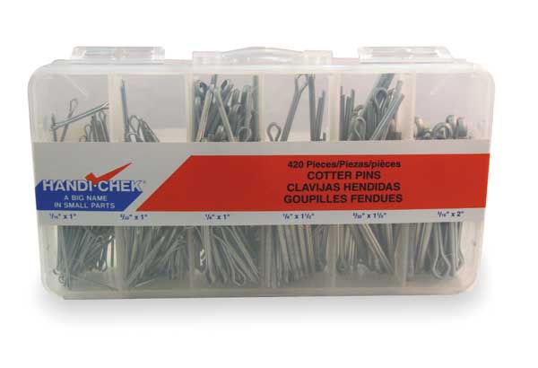 Cotter Pin Asst, Extend Prong, Zinc, 420 PC