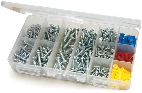 Sheet Metal Screw Asst, Pan, Zinc, 365 PC