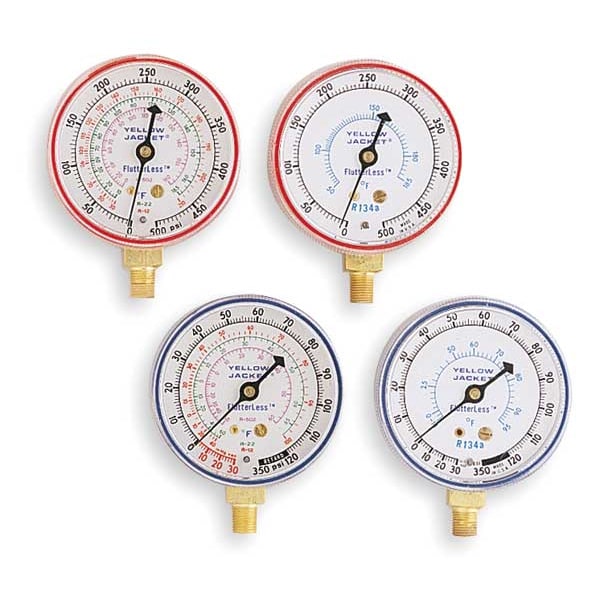 Gauge, 2-1/2 In Dia, Low Side, Blue, 120 psi