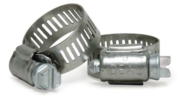 Hose Clamp, 1/2 to 1-1/16 In, SAE 10, PK10, Hose Clamp Screw Material: Zinc Plated Steel