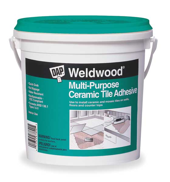 Tile Adhesive, Multi-Purpose Ceramic Tile Series, Off-White, 1 gal, Pail