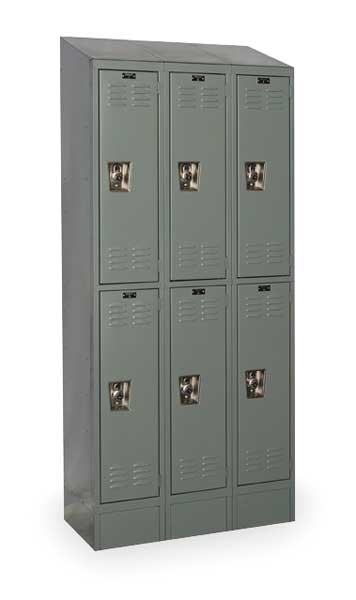 Wardrobe Locker, 36 in W, 18 in D, 84 in H, (2) Tier, (3) Wide, Dark Gray