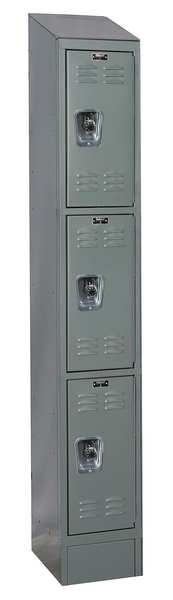 Wardrobe Locker, 12 in W, 18 in D, 84 in H, (1) Wide, (3) Openings, Dark Gray